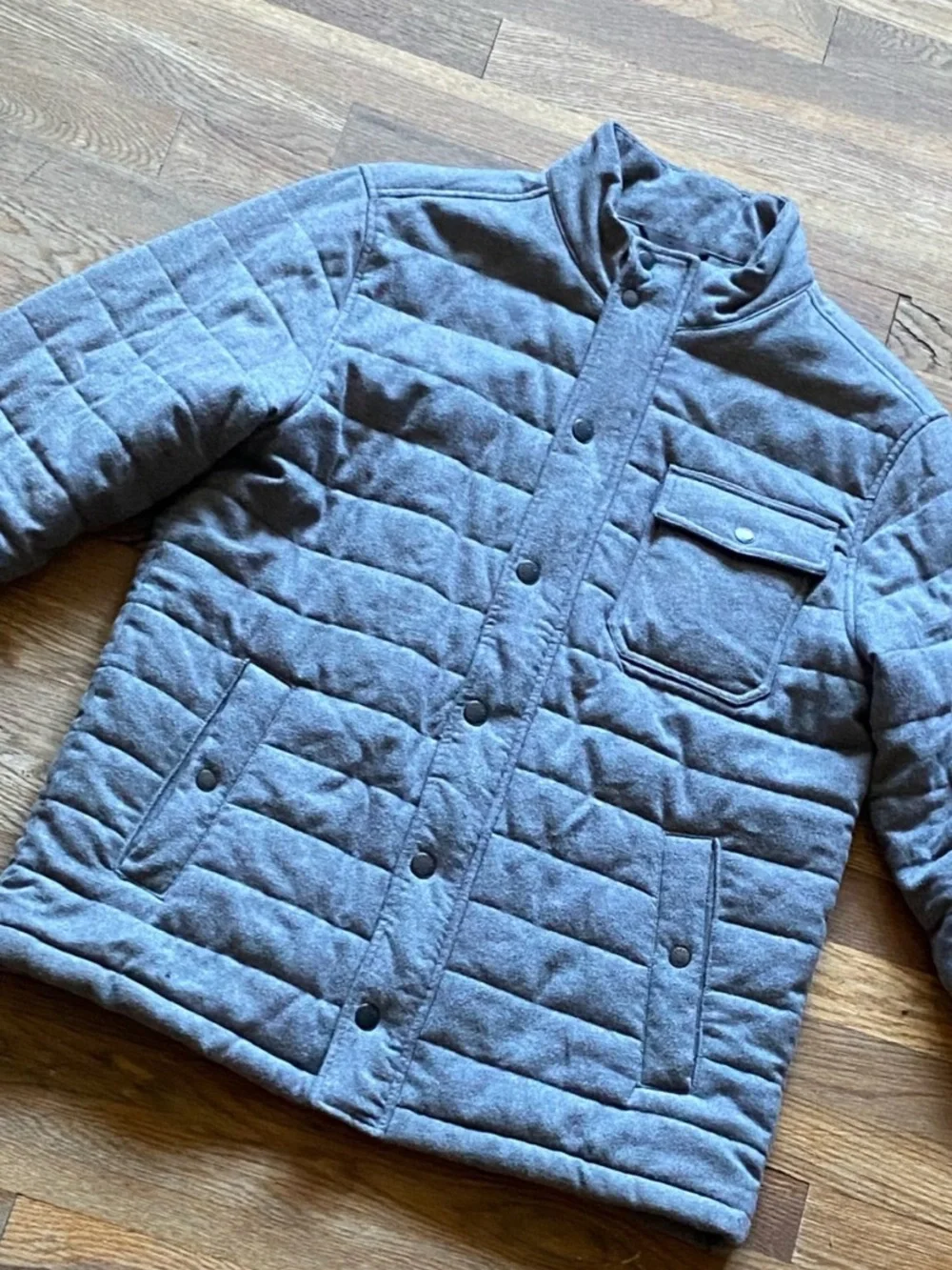 Faherty Mens Light Grey Heather Teton Valley Quilted Jacket